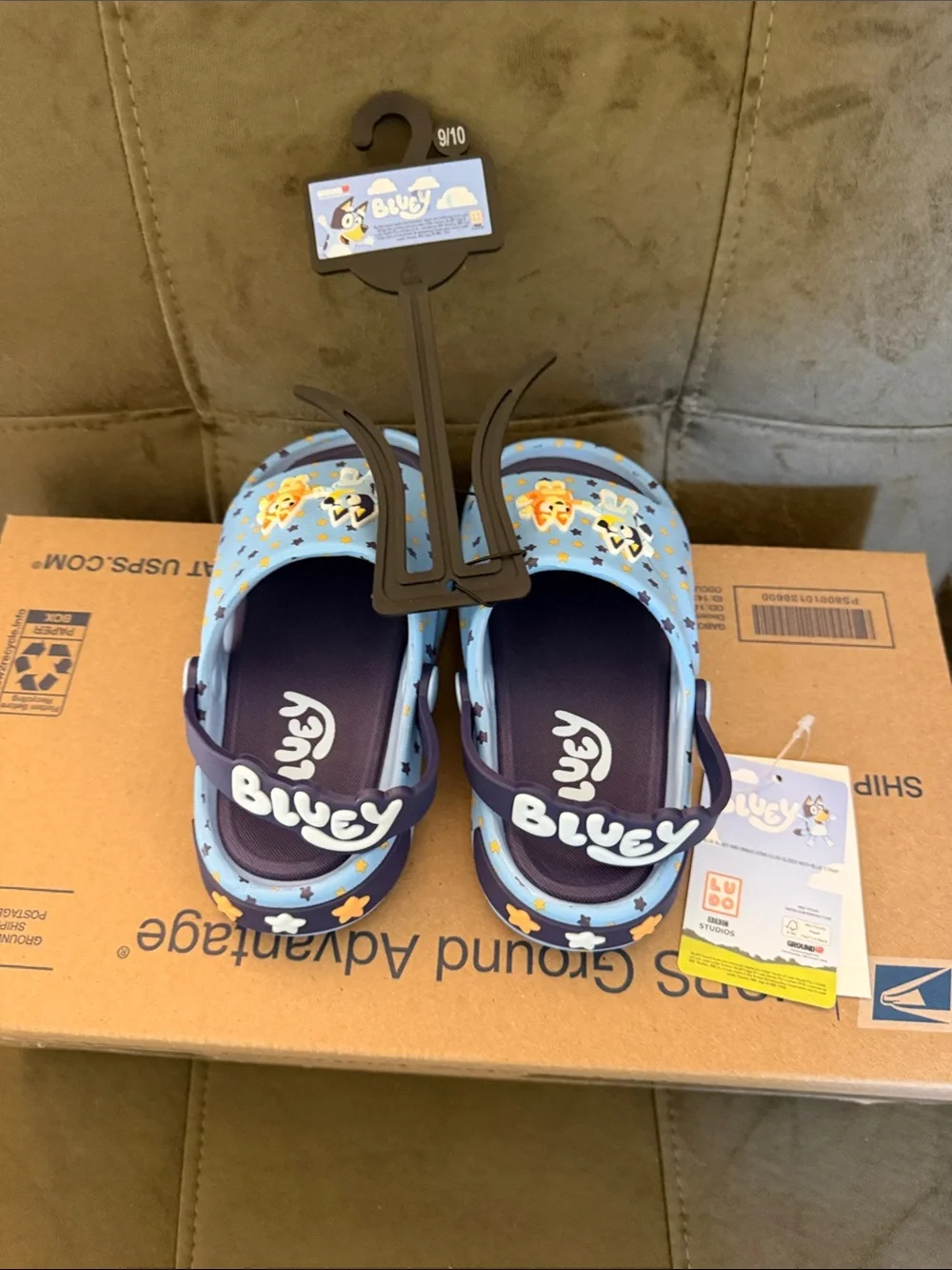 Bluey Kids' Light Blue Slide Sandals in Light Blue - Kids Shoes